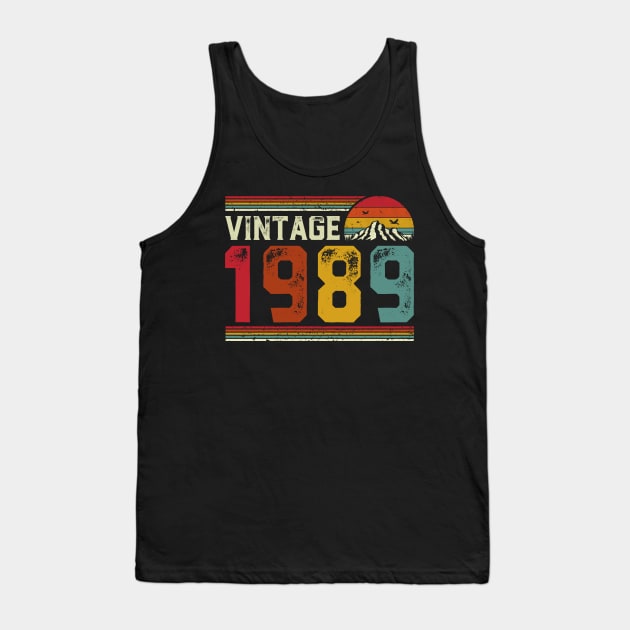 Vintage 1989 Birthday Gift Retro Style Tank Top by Foatui